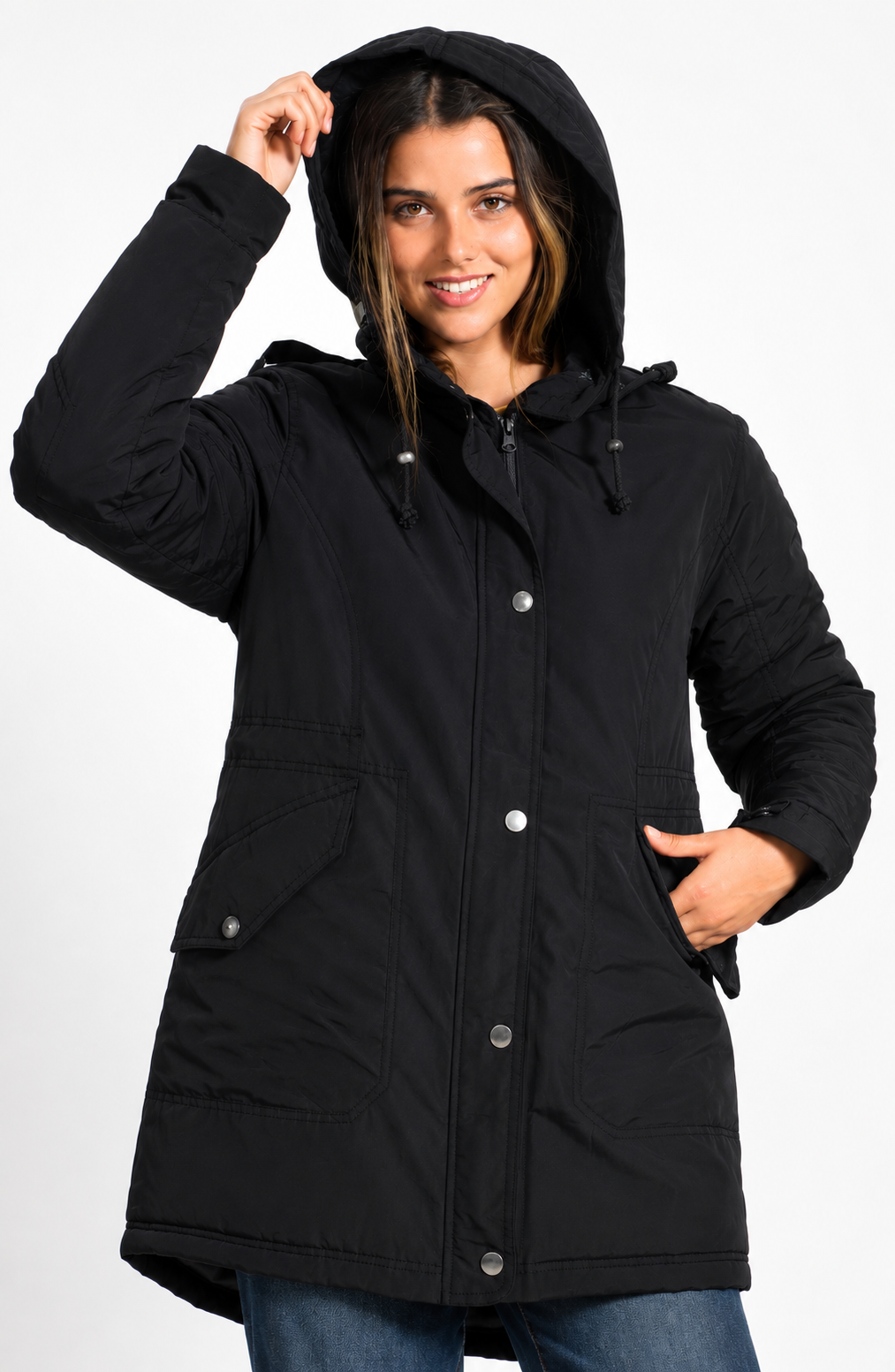 Parka Acolchada e Impermeable - S / Negro