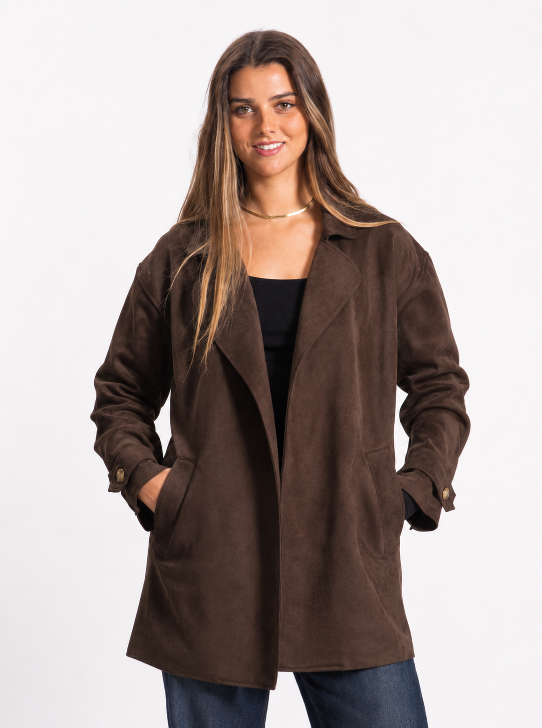 Chaqueta Suede tipo Trench