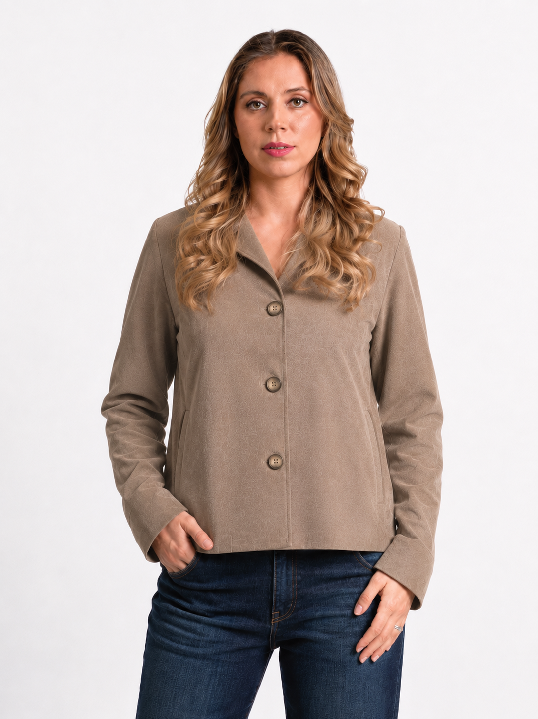 Chaqueta Suede - S / Beige