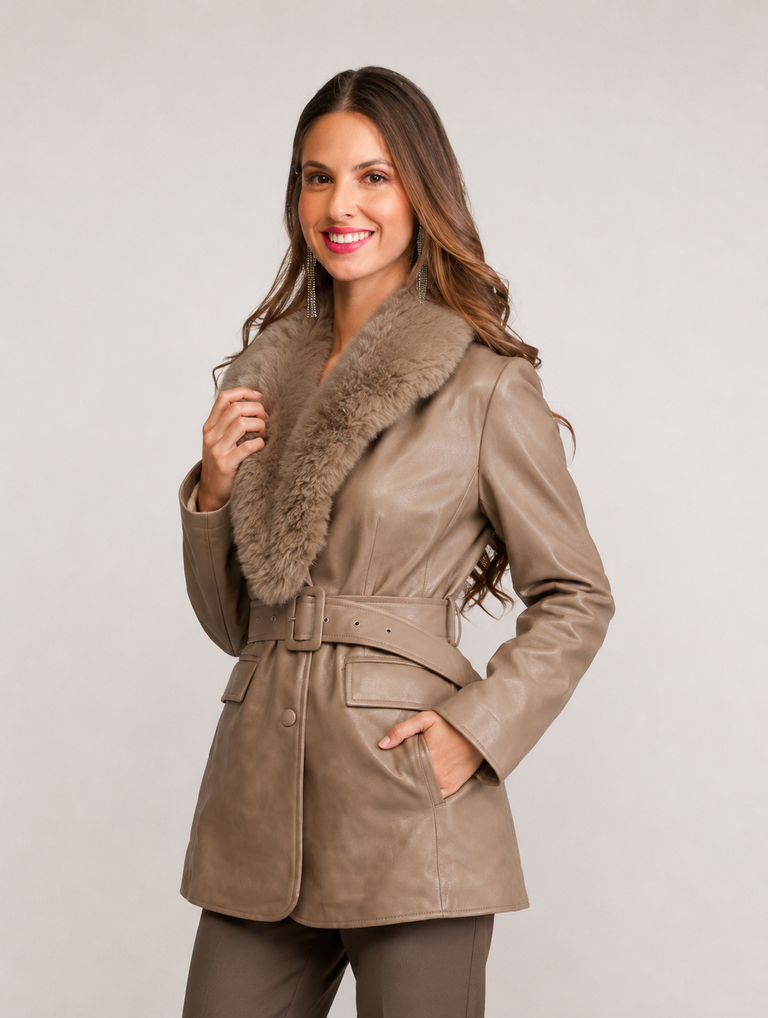 Chaqueta PU con Piel