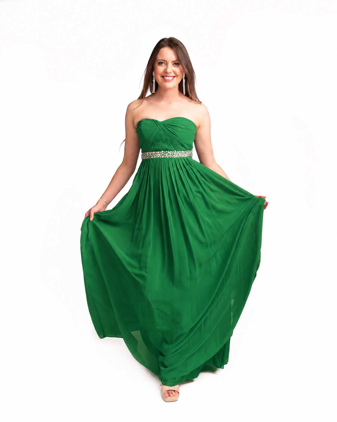 Vestido de Fiesta de Gasa Corte Imperio