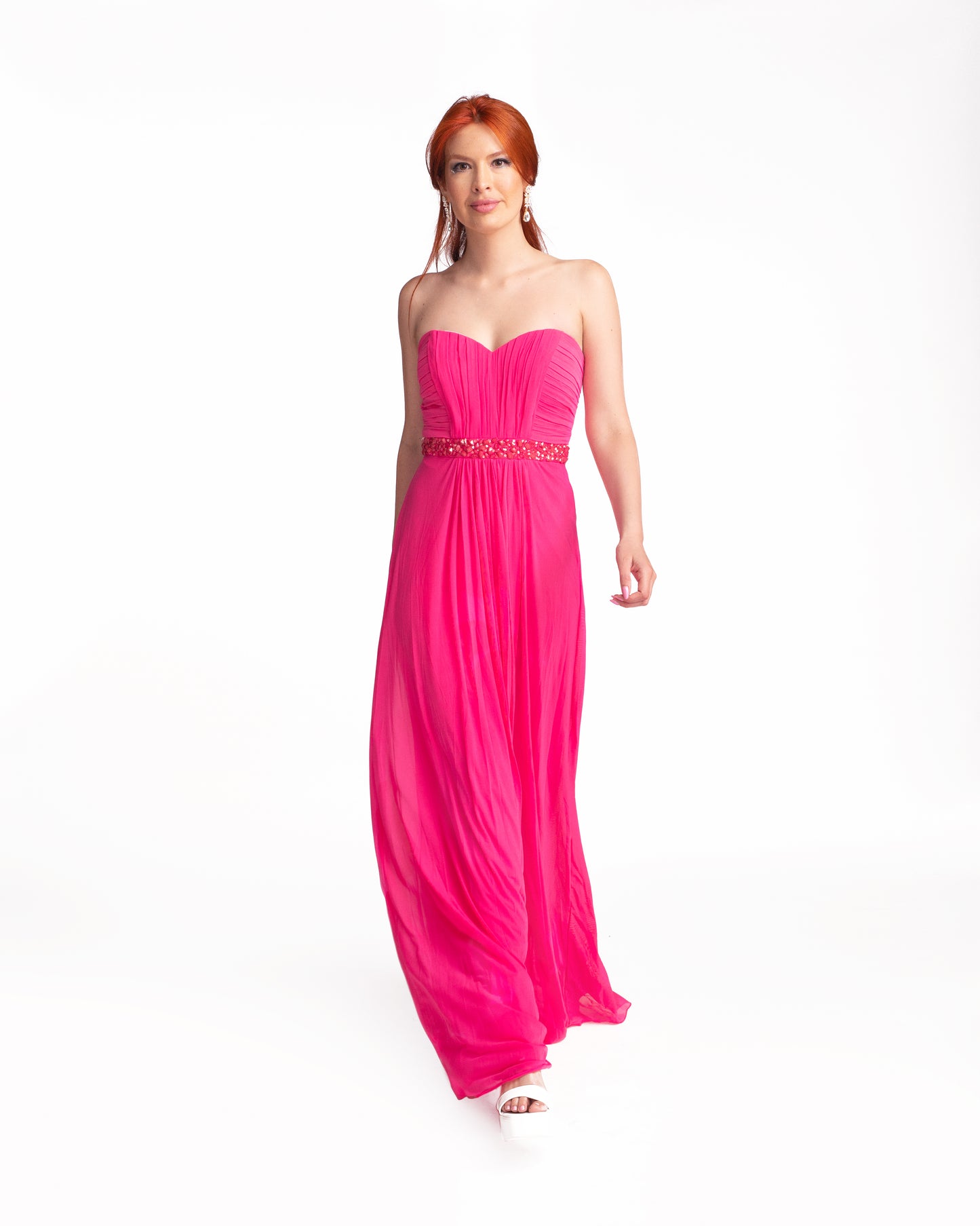 Vestido de Fiesta Gasa con Aplicaciones