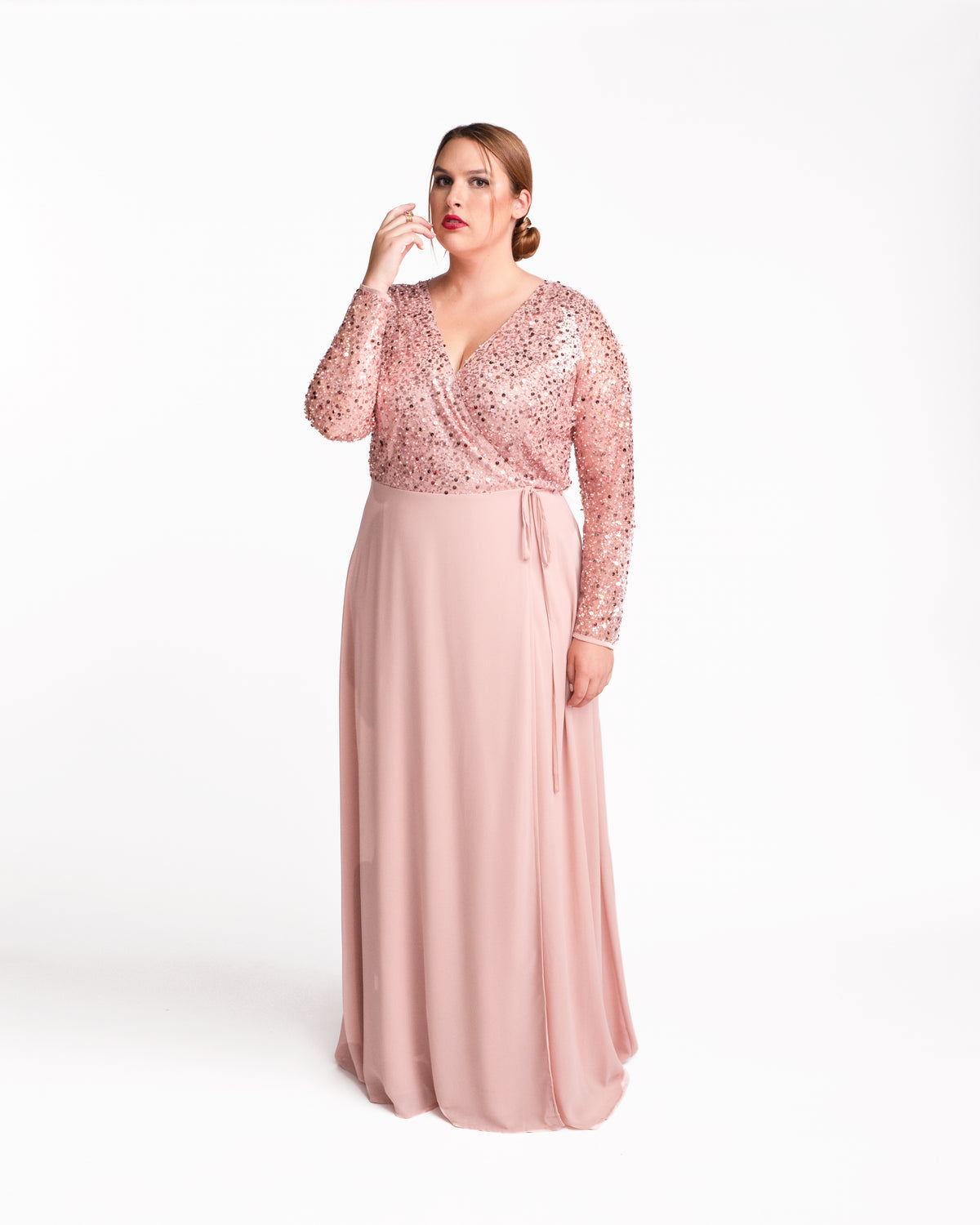 Vestido de Fiesta Cruzado Rosa Pastel - XL / Rosa Pastel